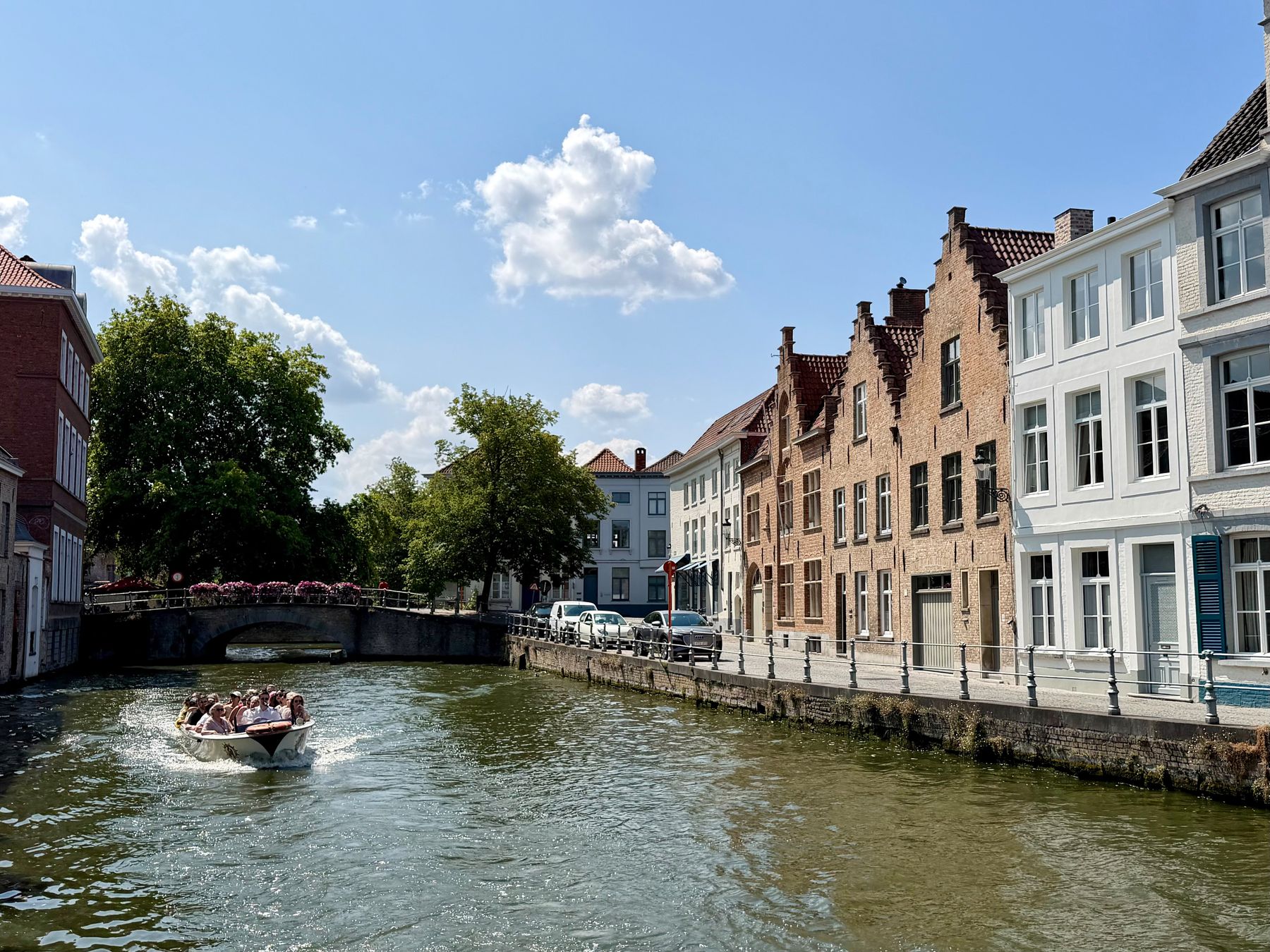 The canal and its flower-decked bridge